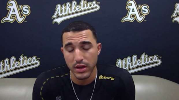 Ramon Laureano chokes up `and good things happen'